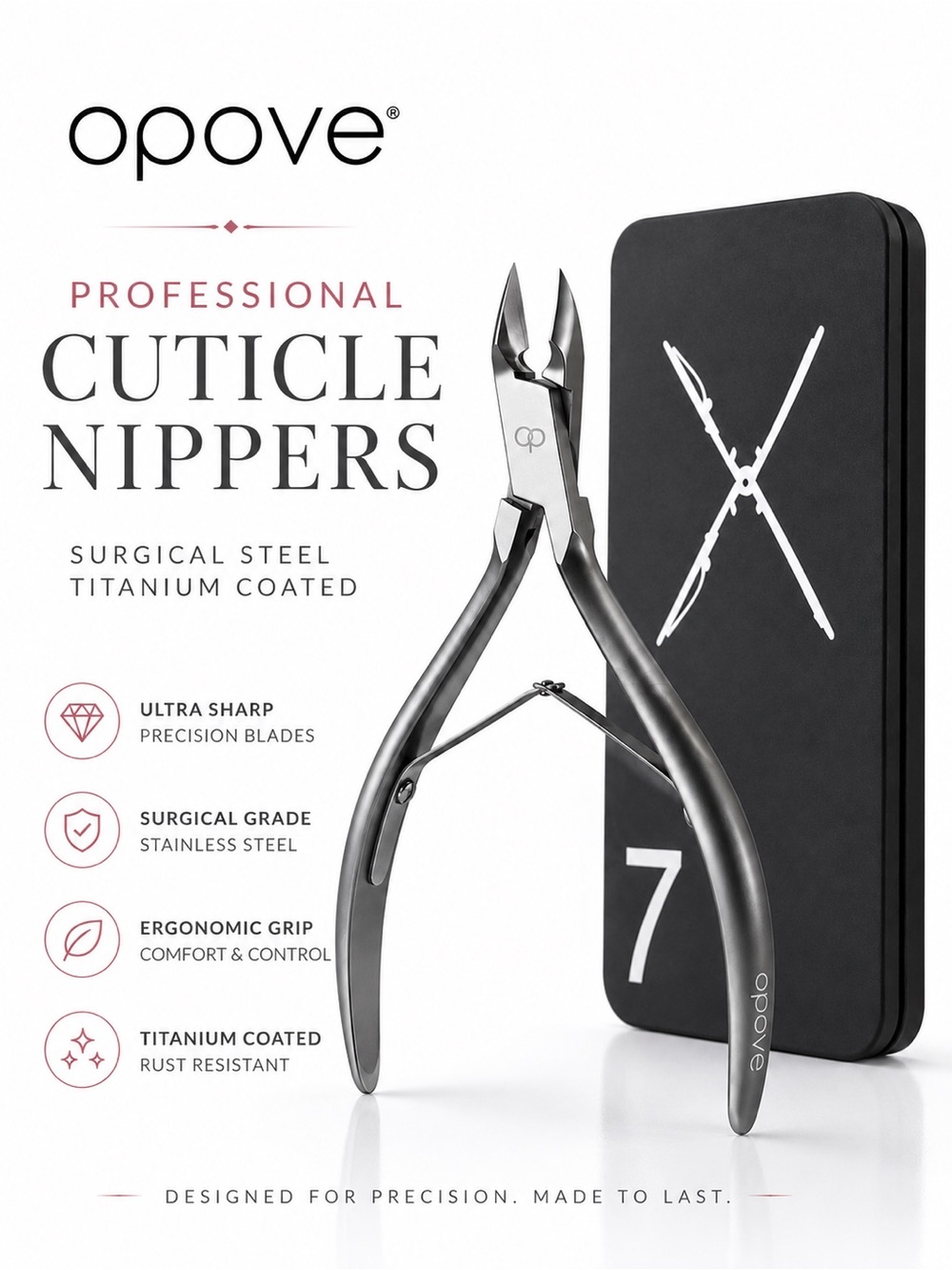 Opove Professional Cuticle Nippers New in Box Surgical Steel Titanium Coated